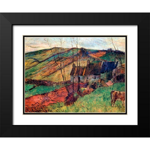 Breton Landscape 1888 Black Modern Wood Framed Art Print with Double Matting by Gauguin, Paul