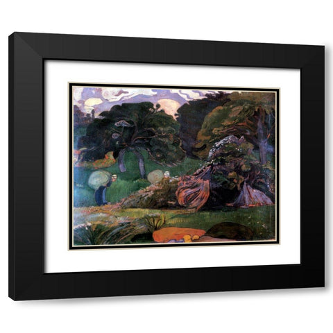 Brittany Landscape Black Modern Wood Framed Art Print with Double Matting by Gauguin, Paul