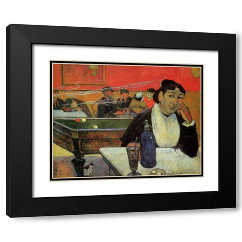 Cafe At Arles Black Modern Wood Framed Art Print with Double Matting by Gauguin, Paul