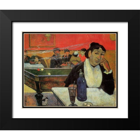 Cafe At Arles Black Modern Wood Framed Art Print with Double Matting by Gauguin, Paul