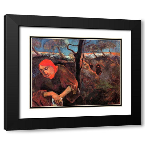Christ In The Garden Of Olives Black Modern Wood Framed Art Print with Double Matting by Gauguin, Paul