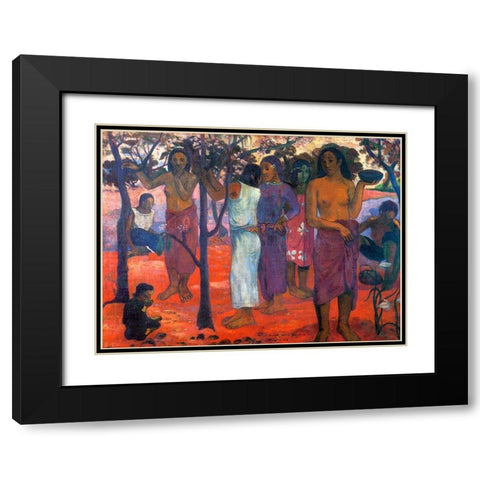 Delightful Day Black Modern Wood Framed Art Print with Double Matting by Gauguin, Paul