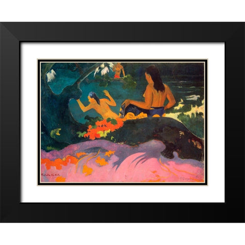 Fatata Te Miti Black Modern Wood Framed Art Print with Double Matting by Gauguin, Paul