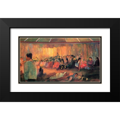 House Of Hymns Black Modern Wood Framed Art Print with Double Matting by Gauguin, Paul