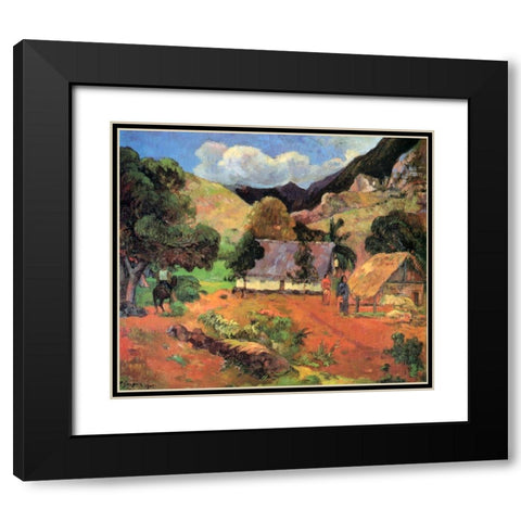 Landscape With Three Figures Black Modern Wood Framed Art Print with Double Matting by Gauguin, Paul