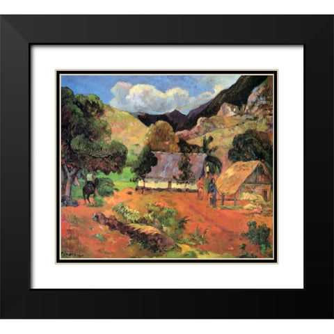 Landscape With Three Figures Black Modern Wood Framed Art Print with Double Matting by Gauguin, Paul