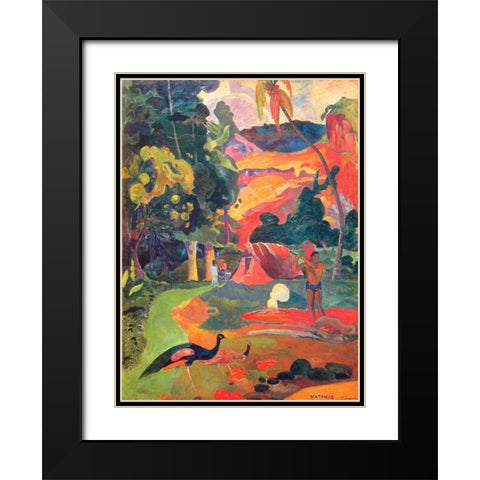 Matamoe Black Modern Wood Framed Art Print with Double Matting by Gauguin, Paul