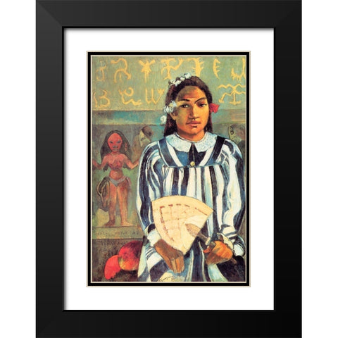 Merahi Metua No Tehamana Black Modern Wood Framed Art Print with Double Matting by Gauguin, Paul
