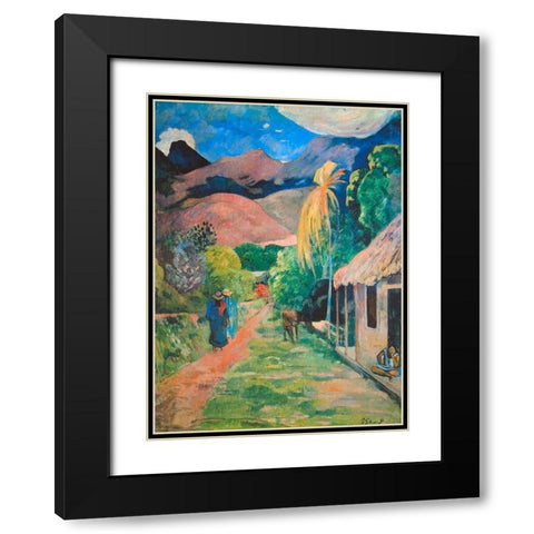 Mountain Road Black Modern Wood Framed Art Print with Double Matting by Gauguin, Paul