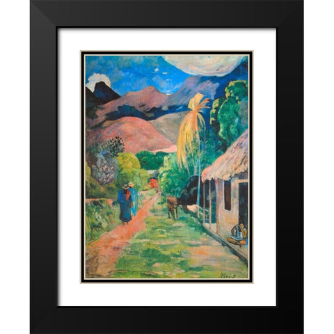 Mountain Road Black Modern Wood Framed Art Print with Double Matting by Gauguin, Paul