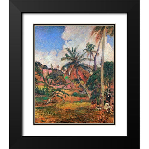 Palm Trees In Martinique Black Modern Wood Framed Art Print with Double Matting by Gauguin, Paul