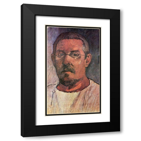 Self Portrait Final Black Modern Wood Framed Art Print with Double Matting by Gauguin, Paul