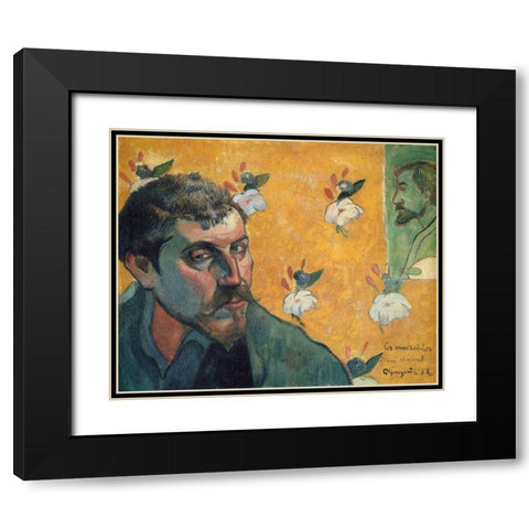 Self Portrait Les Miserables Black Modern Wood Framed Art Print with Double Matting by Gauguin, Paul