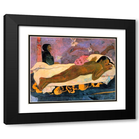Spirit Of The Dead Watching Black Modern Wood Framed Art Print with Double Matting by Gauguin, Paul