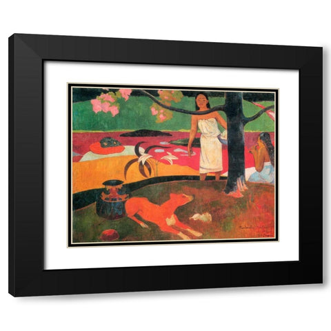 Tahitian Pastorals Black Modern Wood Framed Art Print with Double Matting by Gauguin, Paul
