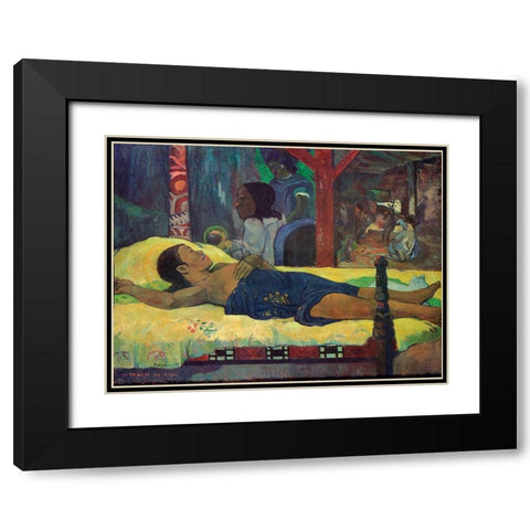Te Tamari Nu Atua Black Modern Wood Framed Art Print with Double Matting by Gauguin, Paul
