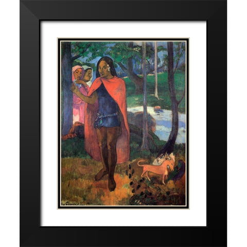 The Magician Of Hivaoa Black Modern Wood Framed Art Print with Double Matting by Gauguin, Paul