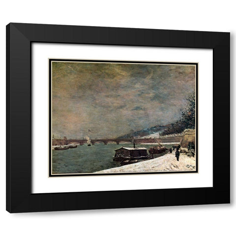 The Seine With The Pont DIena Black Modern Wood Framed Art Print with Double Matting by Gauguin, Paul