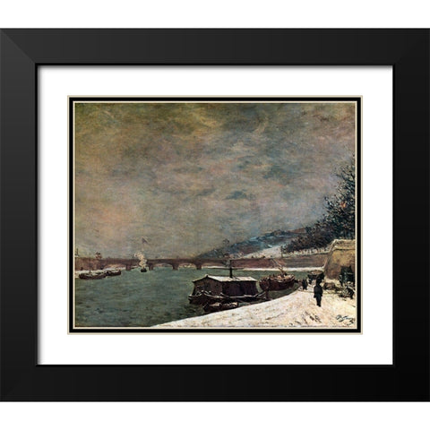 The Seine With The Pont DIena Black Modern Wood Framed Art Print with Double Matting by Gauguin, Paul