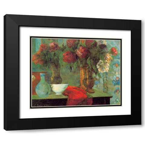 The White Bowl Black Modern Wood Framed Art Print with Double Matting by Gauguin, Paul