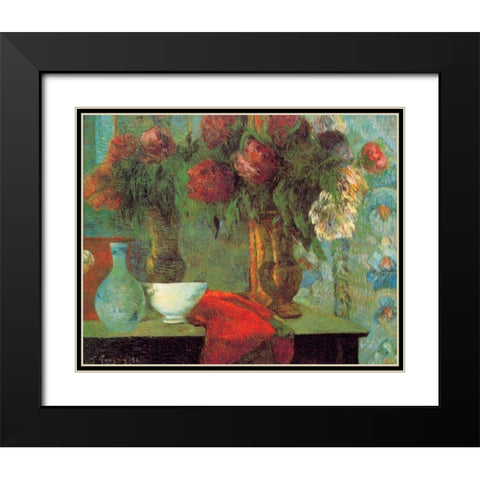 The White Bowl Black Modern Wood Framed Art Print with Double Matting by Gauguin, Paul