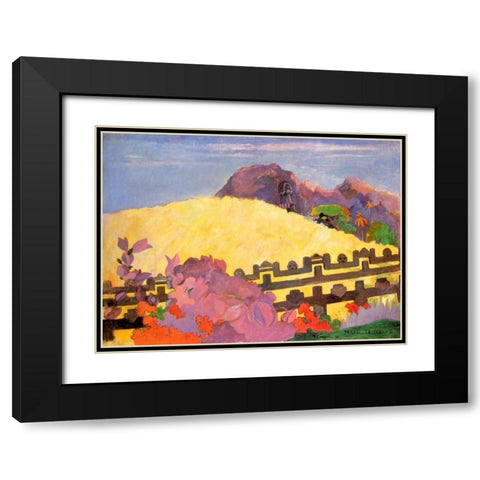 There Is The Temple Black Modern Wood Framed Art Print with Double Matting by Gauguin, Paul