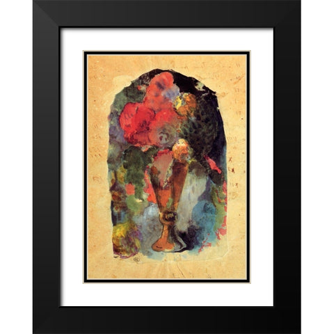 Vase Of Flowers After Delacroix Black Modern Wood Framed Art Print with Double Matting by Gauguin, Paul
