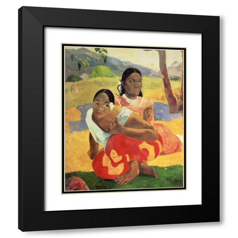 When Will You Marry Black Modern Wood Framed Art Print with Double Matting by Gauguin, Paul