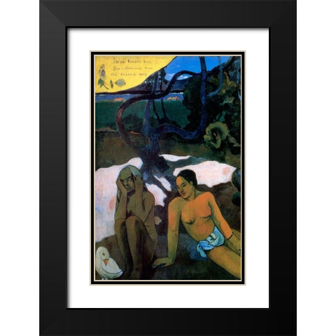 Where Do We Come From Detail 3 Black Modern Wood Framed Art Print with Double Matting by Gauguin, Paul