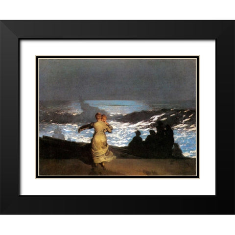 A Summer Night Black Modern Wood Framed Art Print with Double Matting by Homer, Winslow