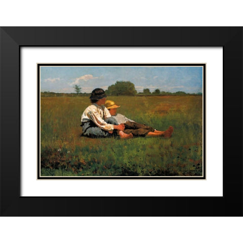 Boys In A Pasture Black Modern Wood Framed Art Print with Double Matting by Homer, Winslow
