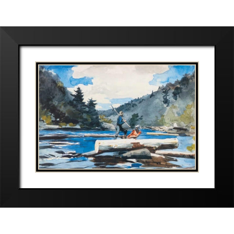 Hudson River Logging Black Modern Wood Framed Art Print with Double Matting by Homer, Winslow