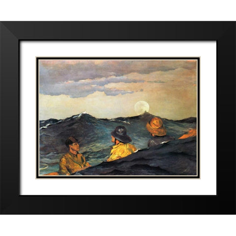 Kissing The Moon Black Modern Wood Framed Art Print with Double Matting by Homer, Winslow