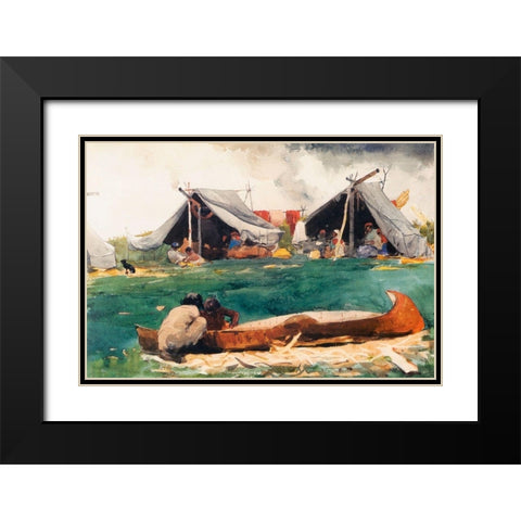 Montagnais Indians Black Modern Wood Framed Art Print with Double Matting by Homer, Winslow