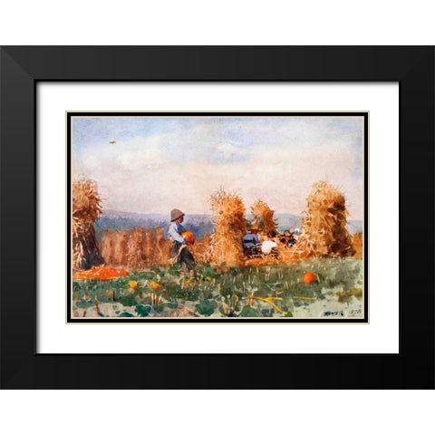 Pumpkin Patch Black Modern Wood Framed Art Print with Double Matting by Homer, Winslow
