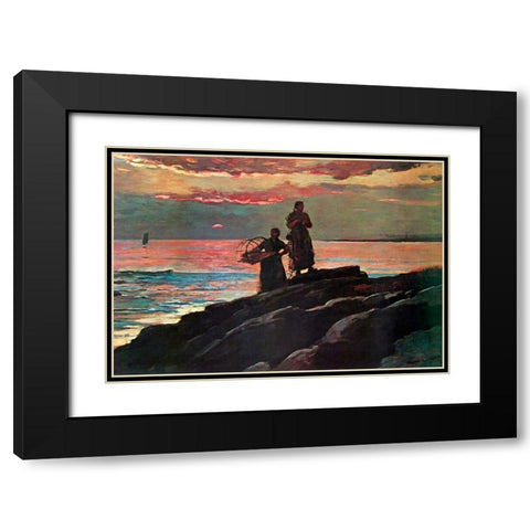 Sunset Saco Bay Black Modern Wood Framed Art Print with Double Matting by Homer, Winslow