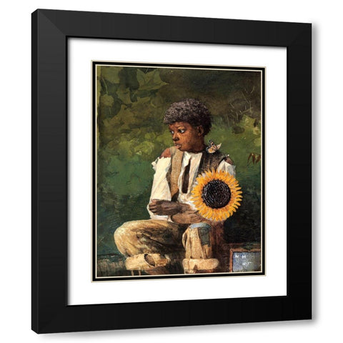 Taking Sunflower To Teacher Black Modern Wood Framed Art Print with Double Matting by Homer, Winslow