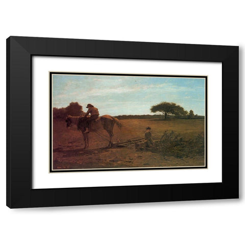 The Brush Harrow Black Modern Wood Framed Art Print with Double Matting by Homer, Winslow