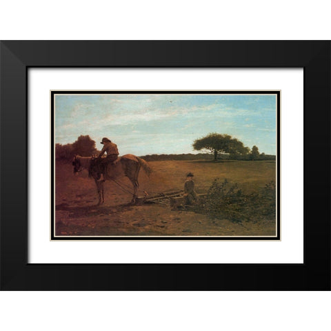 The Brush Harrow Black Modern Wood Framed Art Print with Double Matting by Homer, Winslow