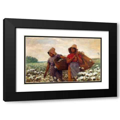 The Cotton Pickers Black Modern Wood Framed Art Print with Double Matting by Homer, Winslow