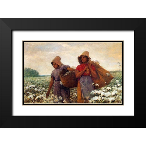 The Cotton Pickers Black Modern Wood Framed Art Print with Double Matting by Homer, Winslow
