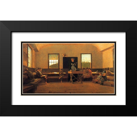The Country School Black Modern Wood Framed Art Print with Double Matting by Homer, Winslow
