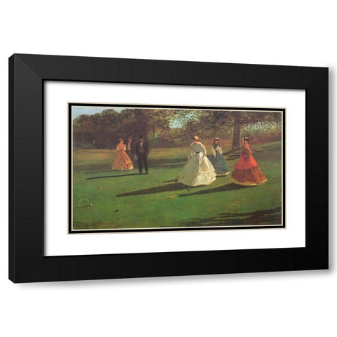 The Croquet Players Black Modern Wood Framed Art Print with Double Matting by Homer, Winslow