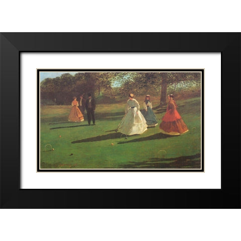 The Croquet Players Black Modern Wood Framed Art Print with Double Matting by Homer, Winslow