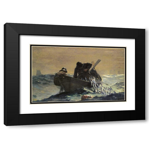 The Herring Net Black Modern Wood Framed Art Print with Double Matting by Homer, Winslow