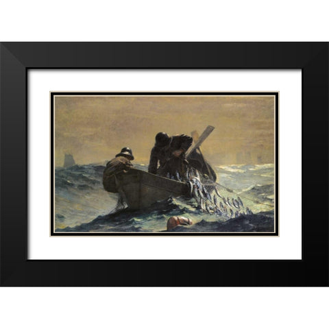 The Herring Net Black Modern Wood Framed Art Print with Double Matting by Homer, Winslow
