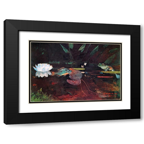 The Mink Pond Black Modern Wood Framed Art Print with Double Matting by Homer, Winslow