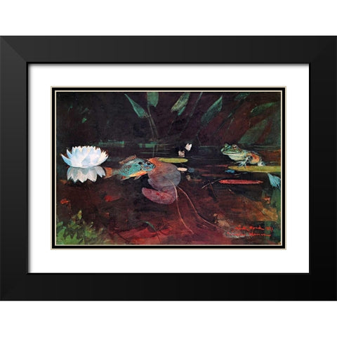 The Mink Pond Black Modern Wood Framed Art Print with Double Matting by Homer, Winslow