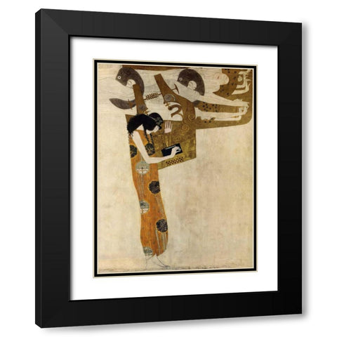 Poesie Black Modern Wood Framed Art Print with Double Matting by Klimt, Gustav