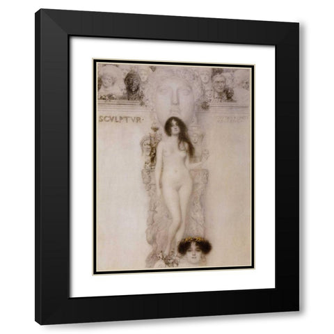 Sculpture 1896 Black Modern Wood Framed Art Print with Double Matting by Klimt, Gustav